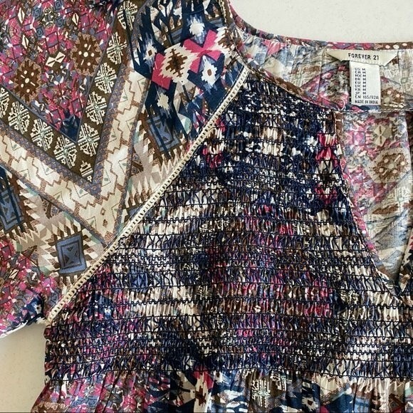 Forever 21 Boho Womens Top size Medium Fit Flare Southwest - Picture 5 of 11